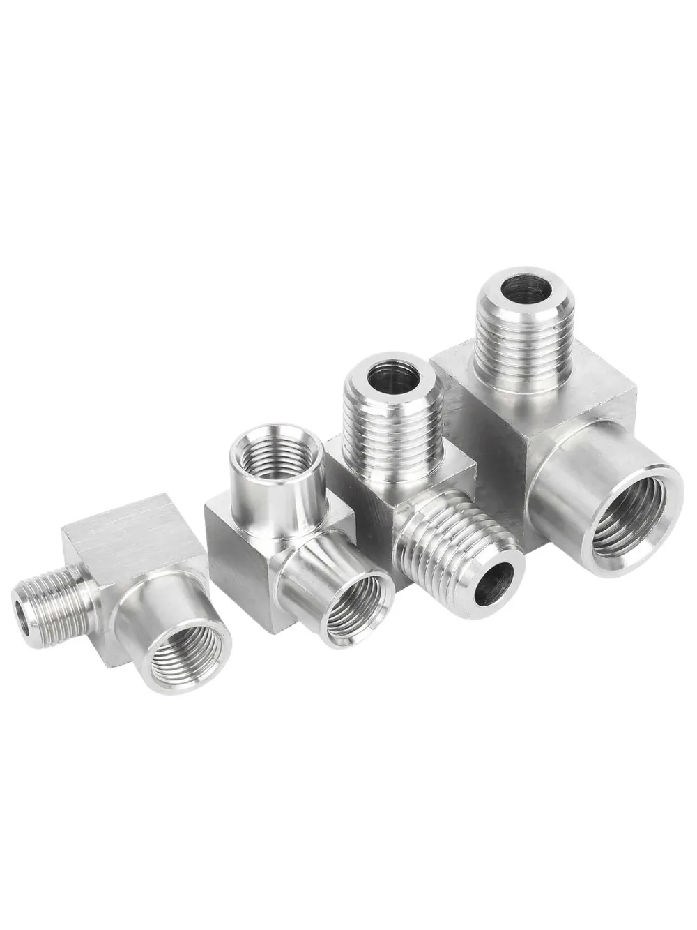 Heavy‑Duty 90Deg Elbow Adapter,1Pcs 304/316 SS,1/8 1/4 3/8 1/2 M10 M12 Male Female Thread Pneumatic Air Line Coupler Fitting