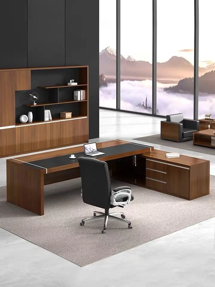 Boss-Büroschreibtisch- und Stuhlkombination, einfacher, moderner Manager-Supervisor-Computer