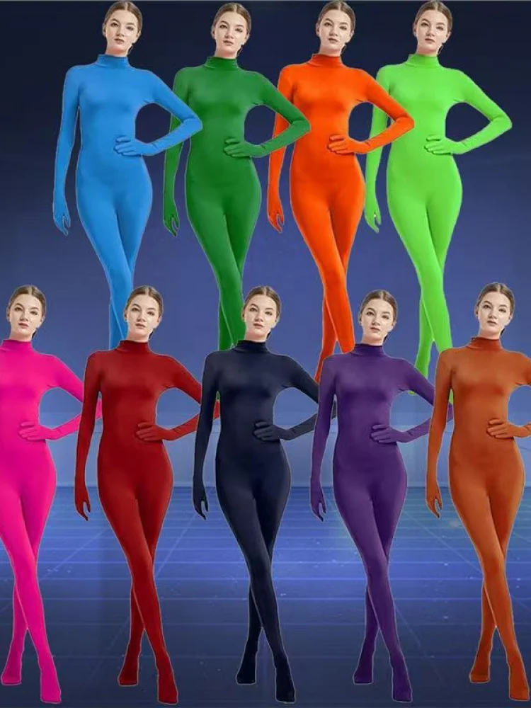 2026 Popular Women's Tight-Fitting Half-Pack Onesie Zentai Pure Color Dance Stage Performance Suit Low Waist Short Pants