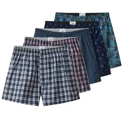 Plaid Mens Casual Home Boxer Cotton Elastic Button Comfortable Underwear Waistband Shorts For