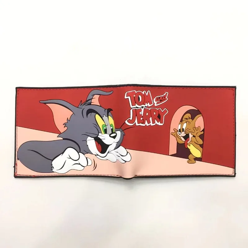 Tom y Jerry Cartera de PU de dibujos animados Simple impermeable cremallera plegable tarjetero multifuncional monedero regalo de vacaciones para niños