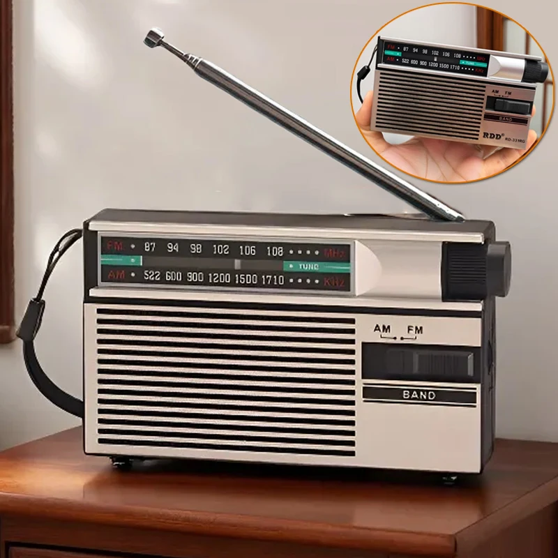 Mini Retro FM AM Radio Portable High Sensitivity Radios with  Retractable Antenna 3.5mm Headphones Jack Rechargeable Vintage Rad