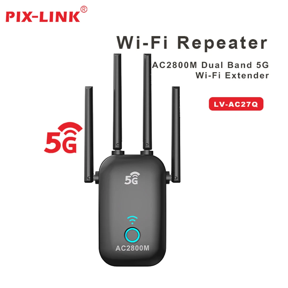 PIX-LINK AC27Q Wi-Fi Repeater Range Extender Signal Booster - Wifi Signal Repeater Wireless Network Amplifier for Home Office