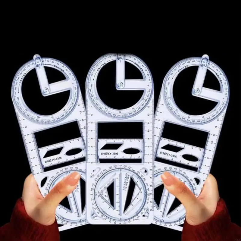 3 PCS حاكم متعدد الوظائف قياس حاكم الحاكم الهندسي لرسم D5QC