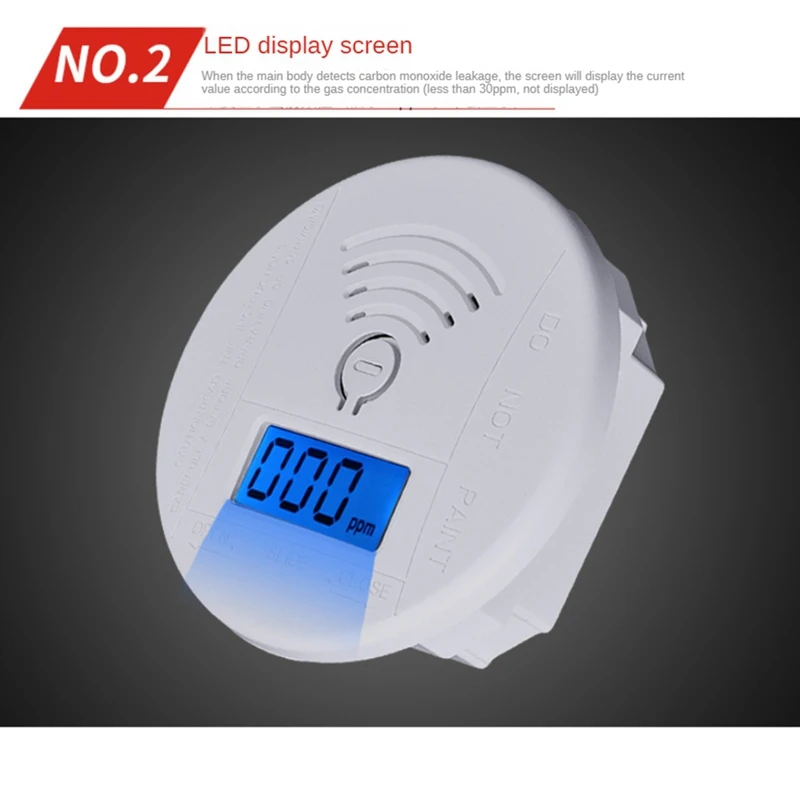 2 PCS Mini Carbon Monoxide Alarm Smoke Detector CO Sensor Battery Alert Fire Sound Alarm ABS For Home Security Protection