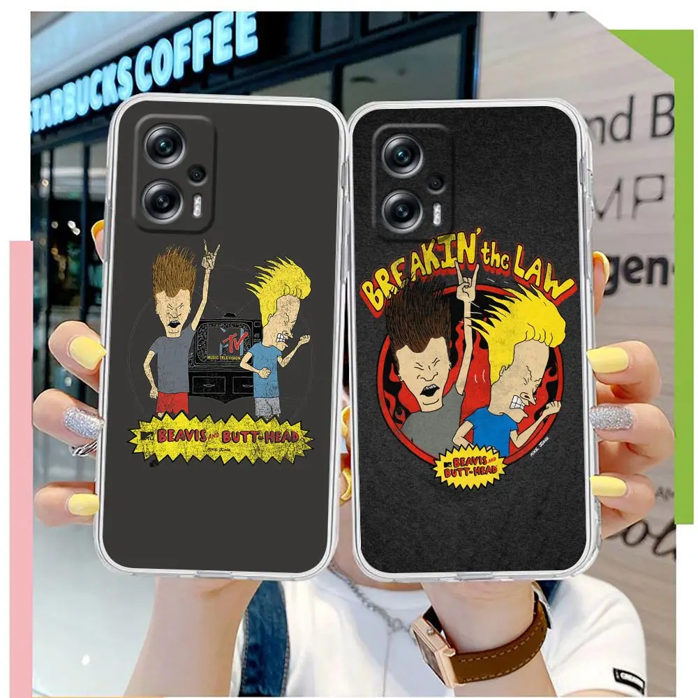 Clear Phone Case For Redmi NOTE 12 11 11T 13 10 9 8 7 Pro PLUS 4G 5G Soft Case Funda Capa Shell Cartoon Beavis And Butthead