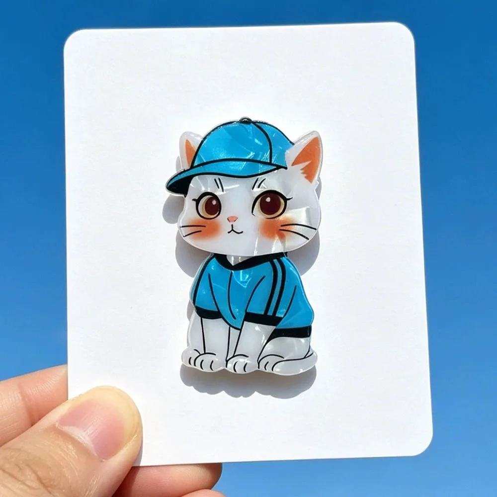 Top Hat Cat Brooch Retro British Style Cartoon Acrylic Animal Badge Pins FashionJewelry Clothing Bag Accessories Gift