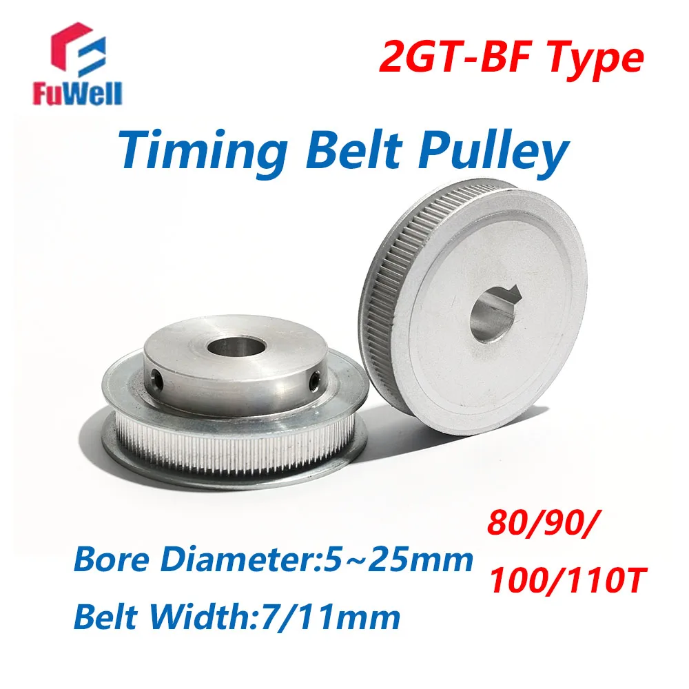 FuWell 2GT 80T 90T 100T 110T Timing Pulley Bore 5/6/6.35/8/10/12/14/15/16/17/18/19/20/25mm GT2 Width 7/11mm CNC Part Timing Belt