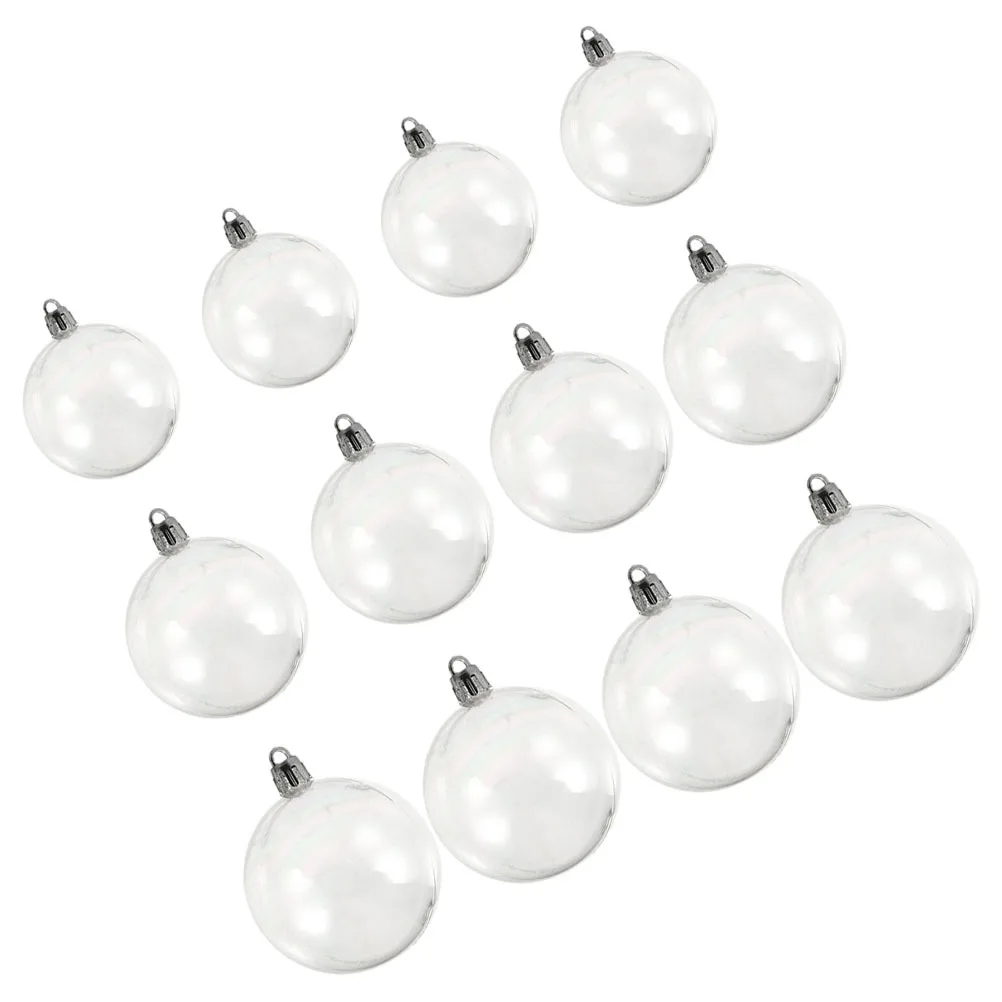 

DECHOUS 12pcs Christmas Iridescent Ornament Plastic Tree Decorations Clear 3 4 5 CM