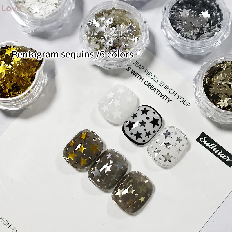 [L & P] 1 صندوق الخماسية نجمة مسمار مزيج الترتر فلاش مسمار مشرقة مرآة الدقيق الديكور مسمار الفن لتقوم بها بنفسك مسمار الفن عشاق