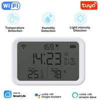4 in 1 Tuya Smart Wifi Temperature Humidity Illuminance Sensor Remote Monitor Thermometer Hygrometer with APP Alerts Support Ale
