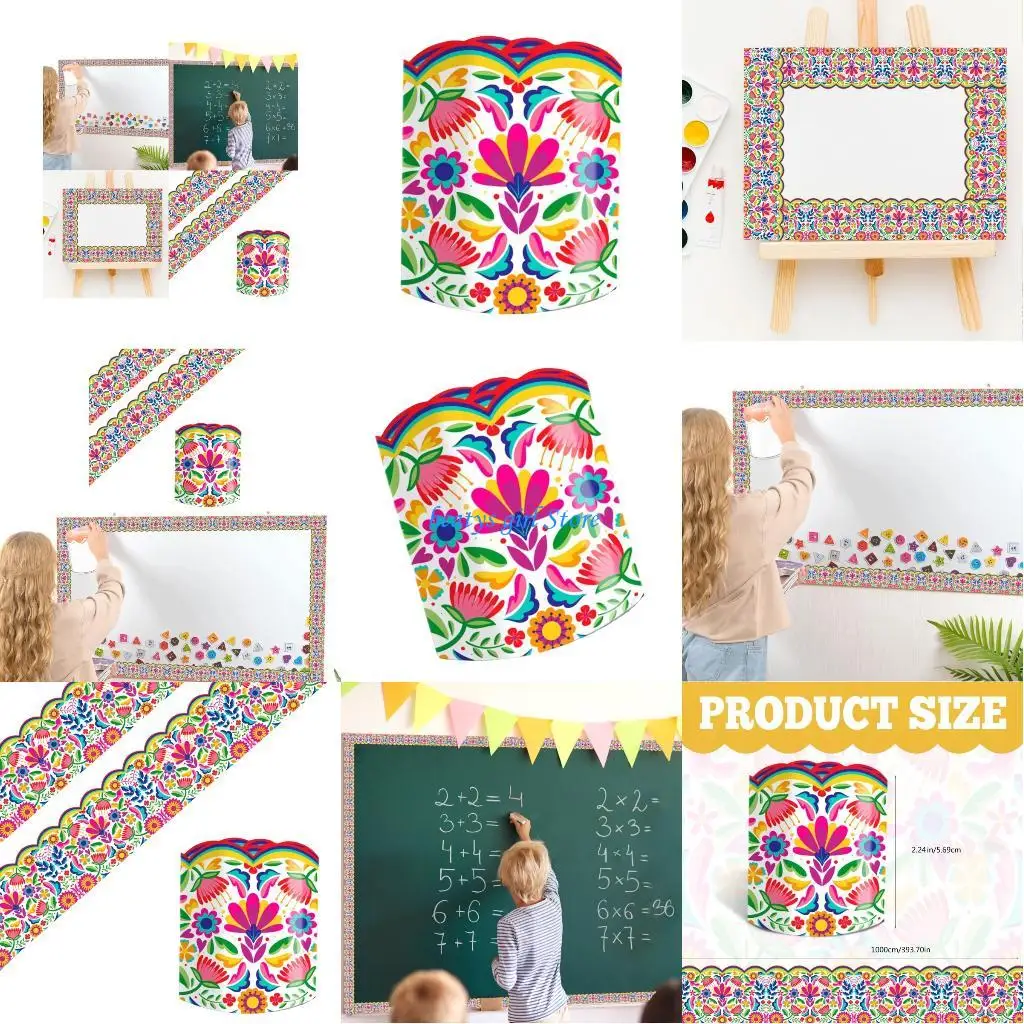 

C7AB School Bulletin Board Border Decorations Wall Locker Decoration Colourful Bricks Design Straight Chalkboard Border Trim