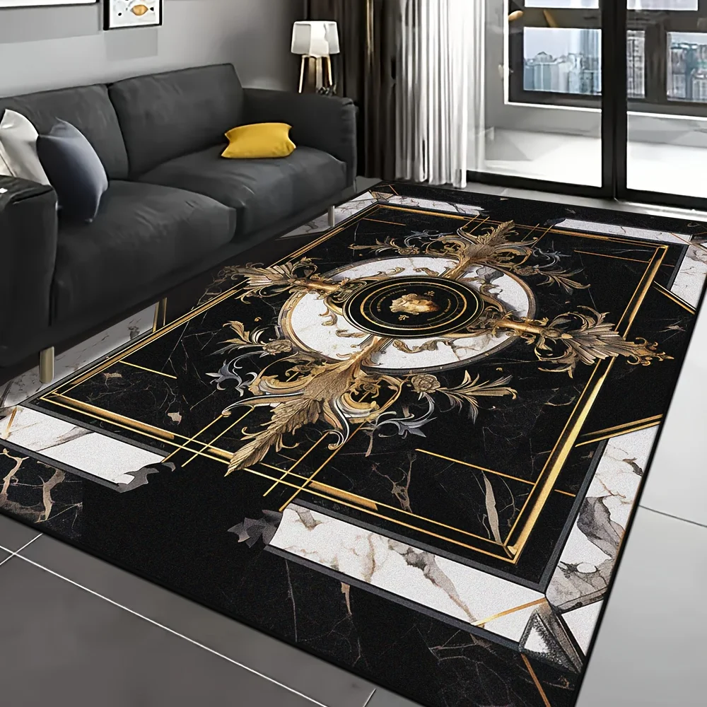 Abstract Mint Green White Gold Marble Area Rug Fluid Water Wave Living Room Bedroom Washable Floor Mat