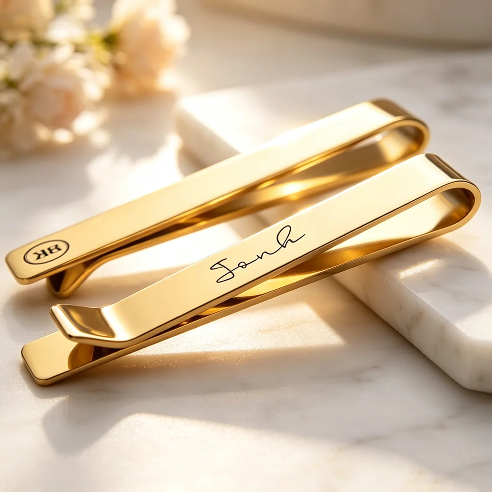 Personalized Laser Engraved Tie Clip Stainless Steel Custom Quote Date Monogram Tie Bar Minimalist Business Men Suit Jewelry Gif