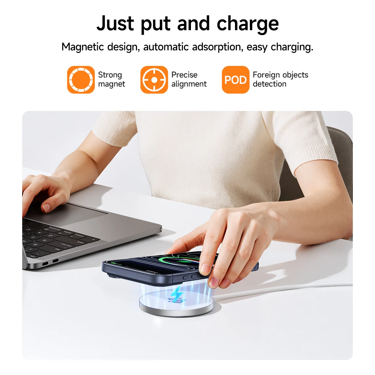 HOCO CW63 Pro Fast Qi2 Magnetic Wireless Fast Charger Desktop Charging Holder For Iphone 18 17 Pro Mobile Phones Type-C Input view 4