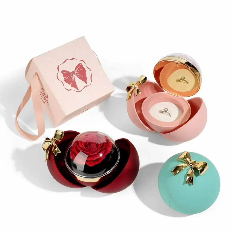 2025 New Round Eternal Rose Jewelry Box Engraved Name Necklace Birthday Anniversary Gift Mothers Day Gift Fashionable Set