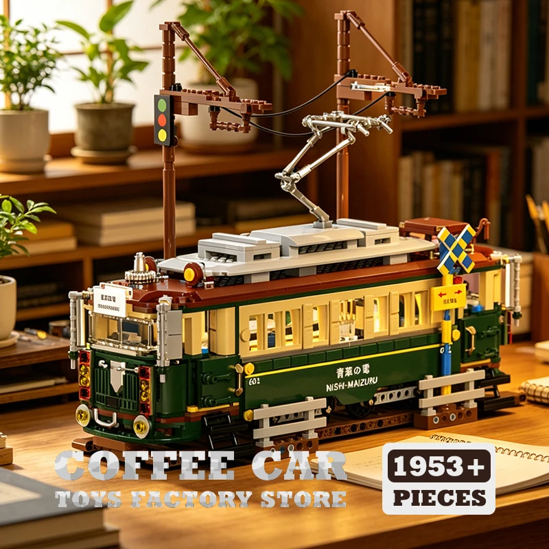

1953Pcs Japanese-style Tram MOC Bricks Puzzle Toys High-tech Retro Train Building Blocks City LED Locomotive 3D Model Adult Gift
