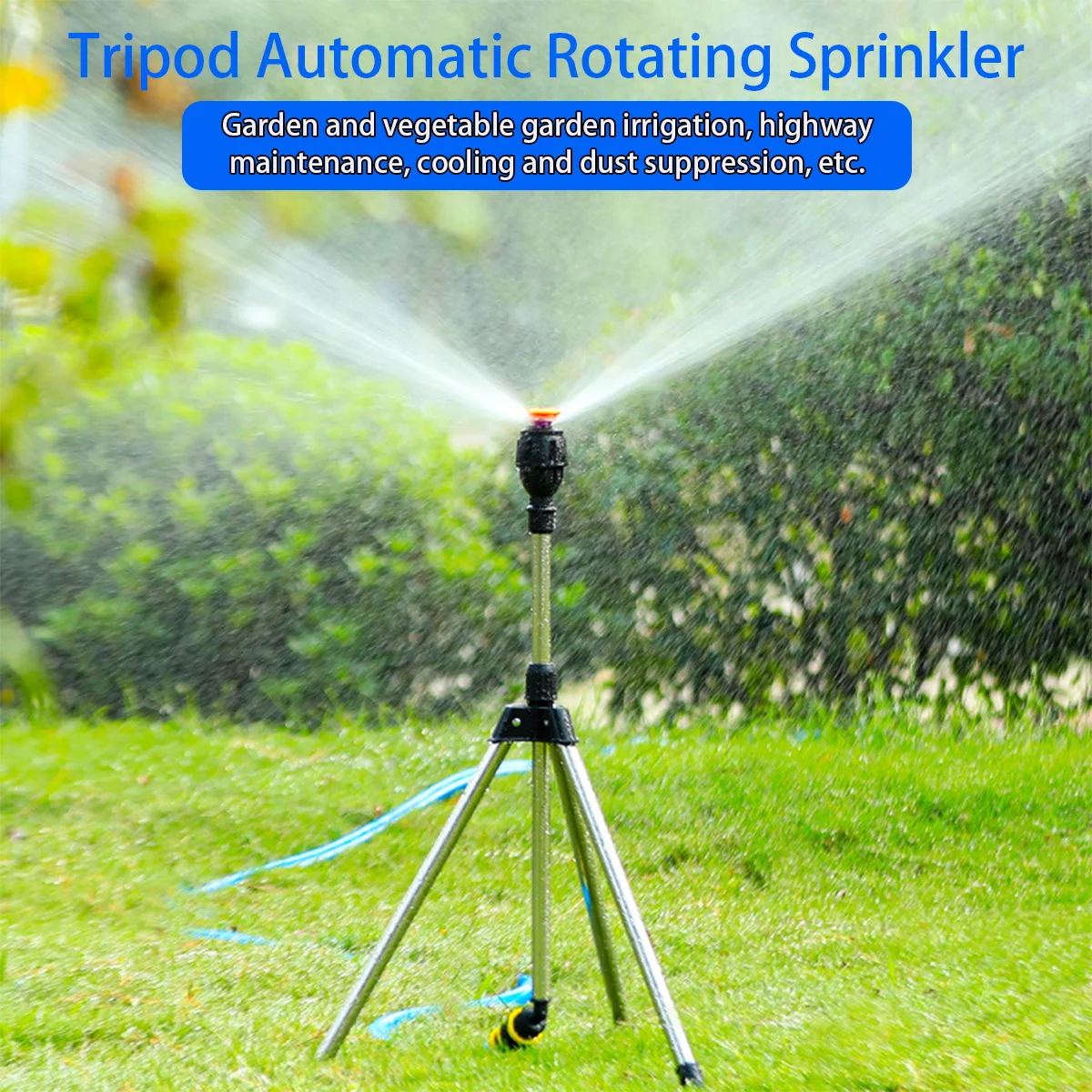 Stainless Steel Tripod, 360° Automatic Rotating Sprinkler, Garden Irrigation, Watering Flowers, Landscaping and Lawn Irrigation.
