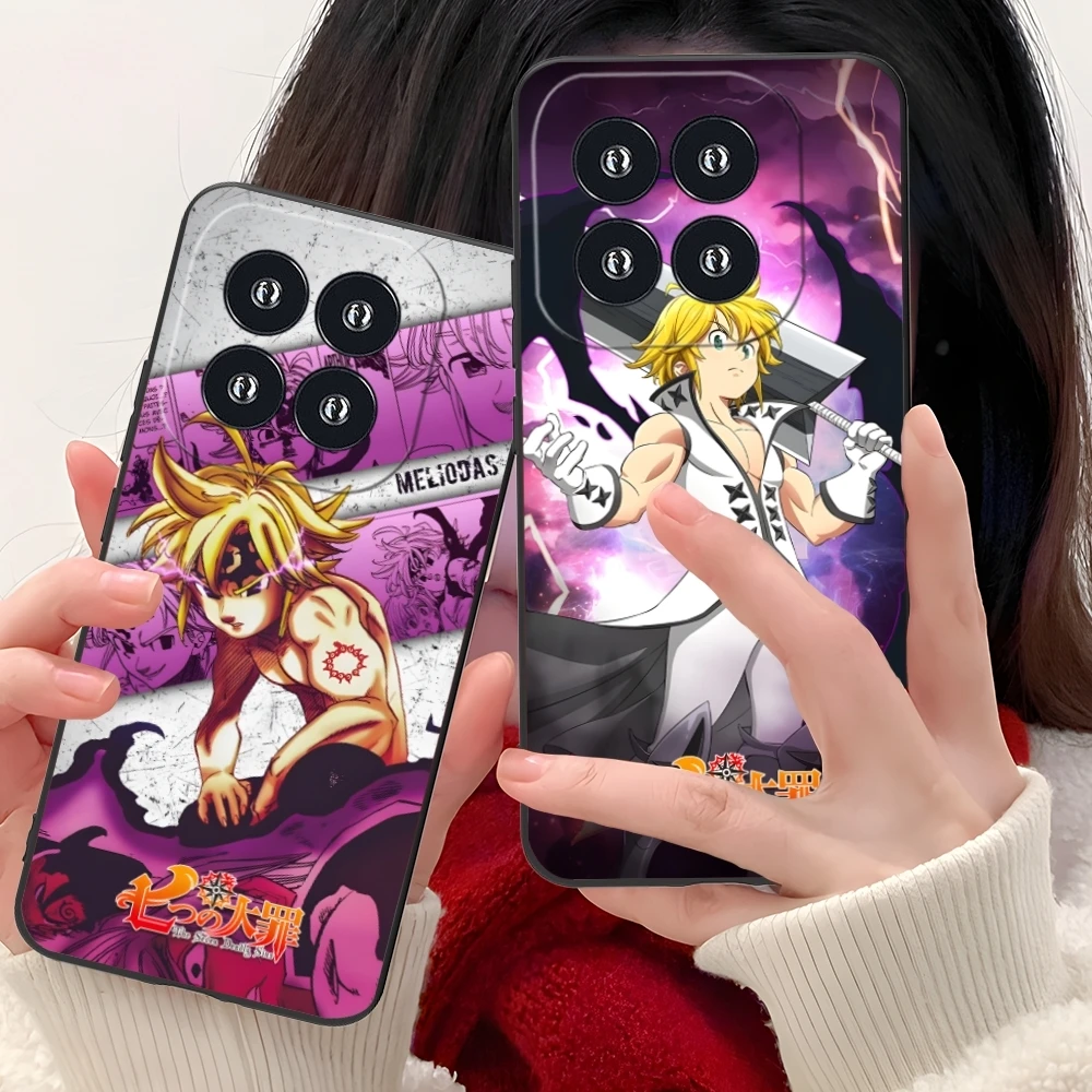 Seven Deadly Sins Meliodas Mobile Phone Case for Xiaomi 14 13 12 11 10 9 T Ultra Lite Pro S SE X 5G Black Soft Phone Cover Shell