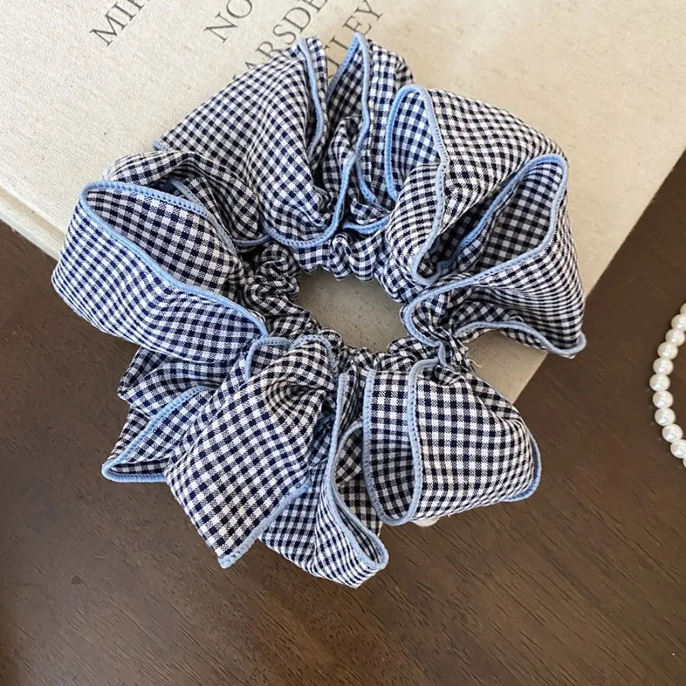 أزياء مطاطا زهرة توك شعر القماش الحلو الأزرق منقوشة الشعر الدائري ذيل حصان حامل الشعر حبل شعرية الشعر التعادل سيدة #3