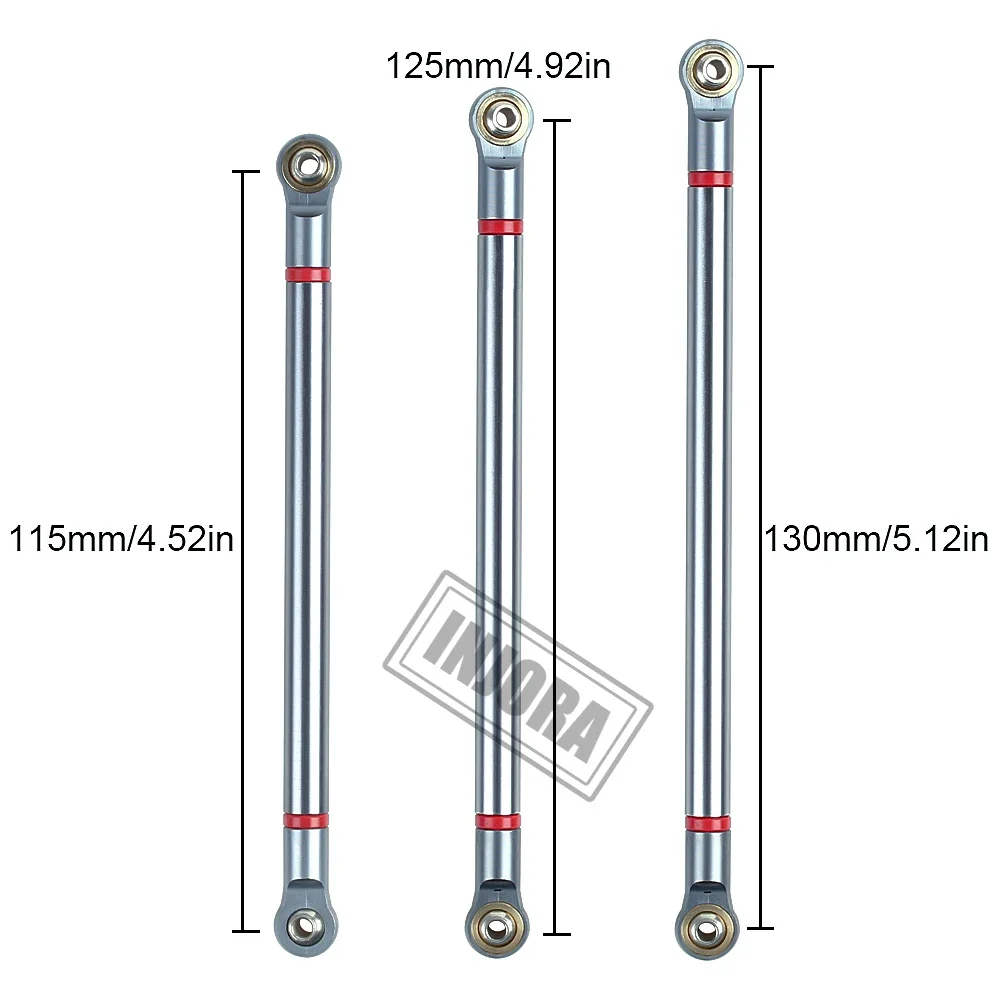 INJORA 알루미늄 합금 링크 로드 미조립 키트, 313mm 휠베이스, 1/10 RC 자동차 크롤러 액시얼 SCX10, 로트당 8 개