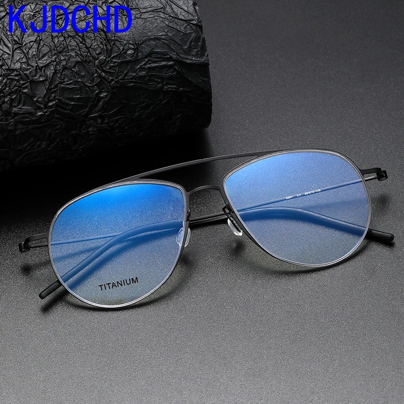 

Pure Titanium Glasses Frame Men Women 2023 New Pilot Optical Myopia Prescription Eyeglasses Frame Full Korean Screwless Eyewear