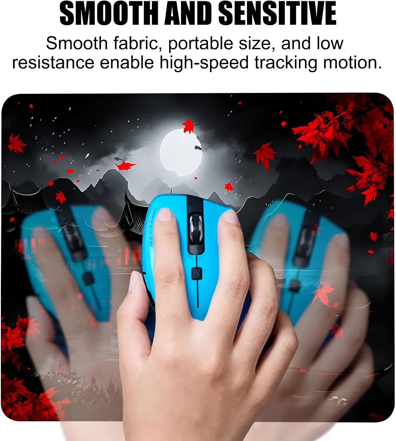 Mouse pad 1pc Mouse pad artisan Full Moon Black Red Japanese Desk Pad Non Slip Rubber Office Computer Thin 9 5 x 7 9 Inch