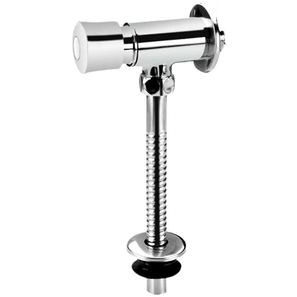 Manual Press Brass Urinal Flush Valve with 3-6 Second Delayed Flush Function and PVD Chrome Nickel Finish for Toilets