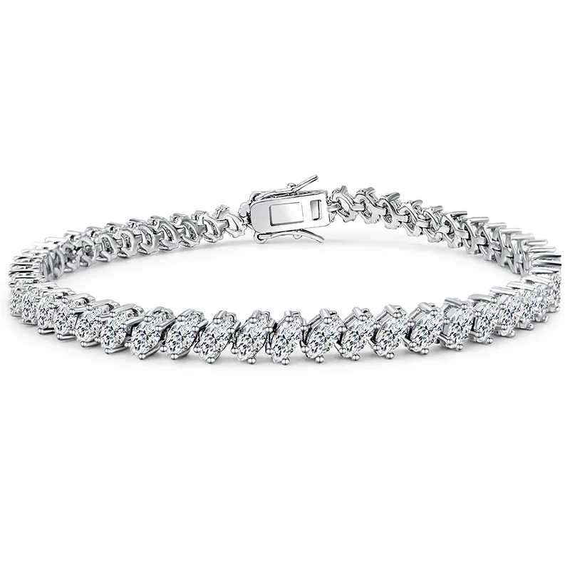 

Exquisite Jewelry Copper Bracelet For Women Rhombus Cut Cubic Zirconia Horse Eye Chain Bracelets Fashion Jewelry