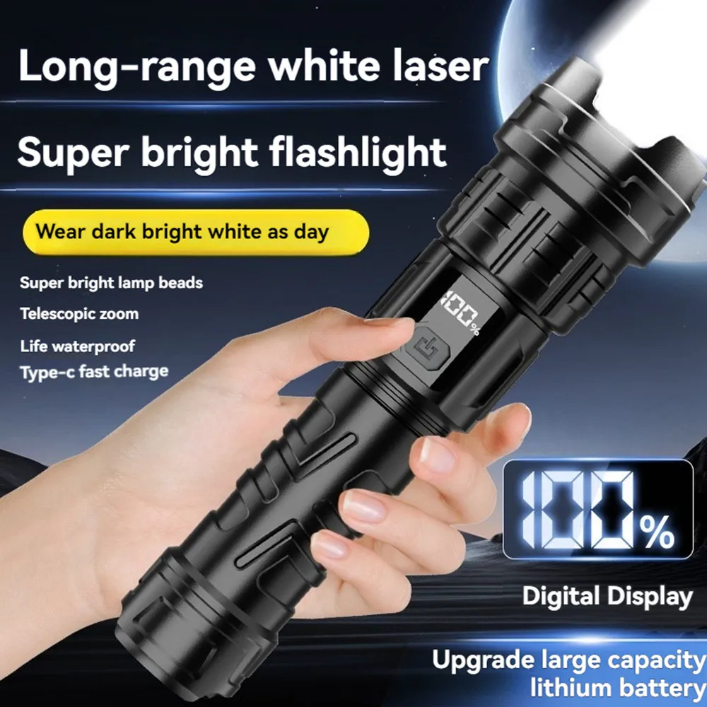 

Супер яркий светодиодный фонарик дальнего действия, тактический фонарь, дисплей мощности, USB перезаряжаемый светильник, телескопический зум-фонарь, фонарь для кемпинга
