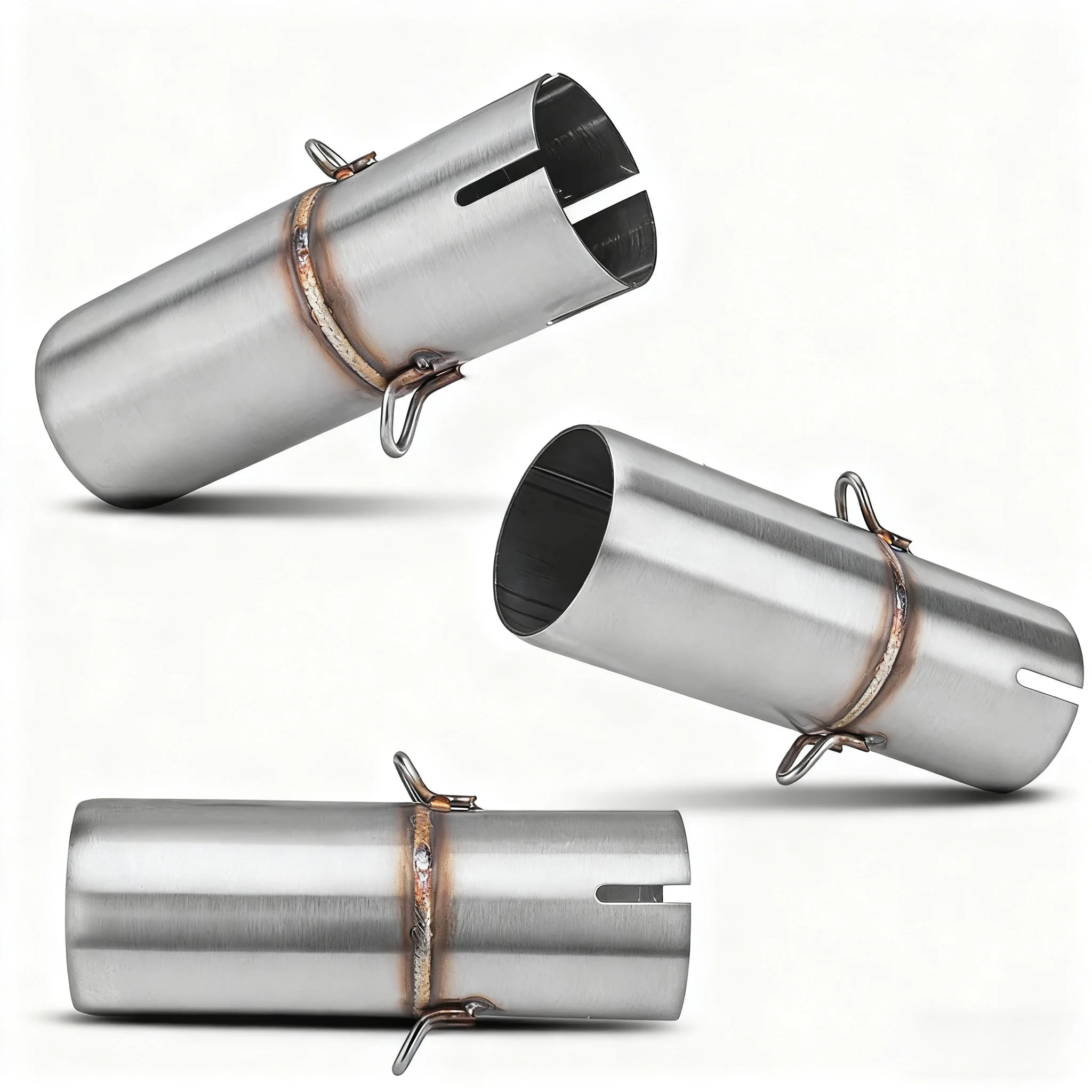 バイク改造排気管排気中間部48mmアダプター51mm排気部非破壊設置