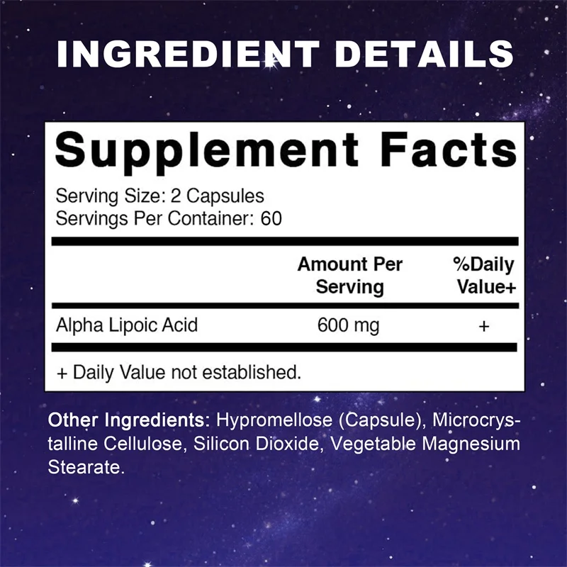 Alpha Lipoic Acid 600mg - ALA Supplement Antioxidant for Nerve, Energy & Metabolism Support