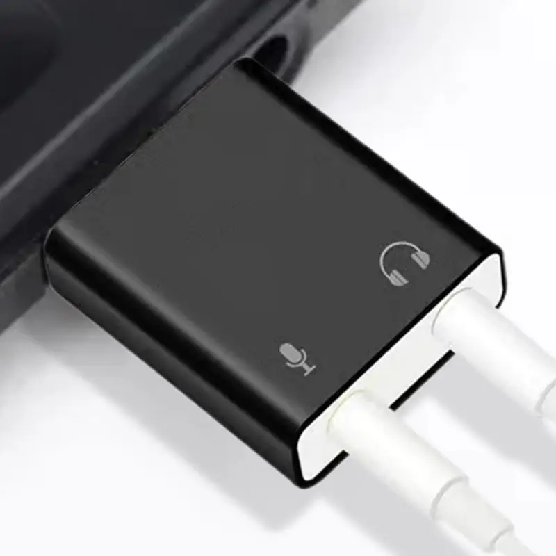 1 pçs virtual 7.1 ch microfone adaptador de som externo usb placa de som de áudio usb para jack 3.5mm conversor adaptador de fone de ouvido