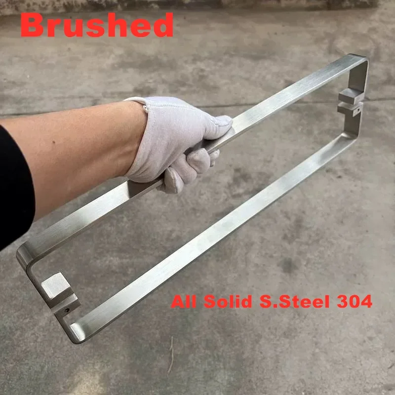 

High quality fully solid 304 stainless steel square tube handle bathroom shower room glass door handle SJ-2753D