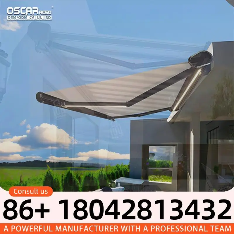 Retractable Aluminum Canopies for Patio Deck Window Door Waterproof Grey Custom Size Outdoor Shade Shelter Ideal for US Backyard