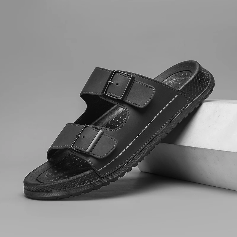 

Мужские модные повседневные тапочки, летние нескользящие тапочки с мягкой подошвой, большие размеры, уличные прогулочные тапочки, легкая дышащая пляжная обувь