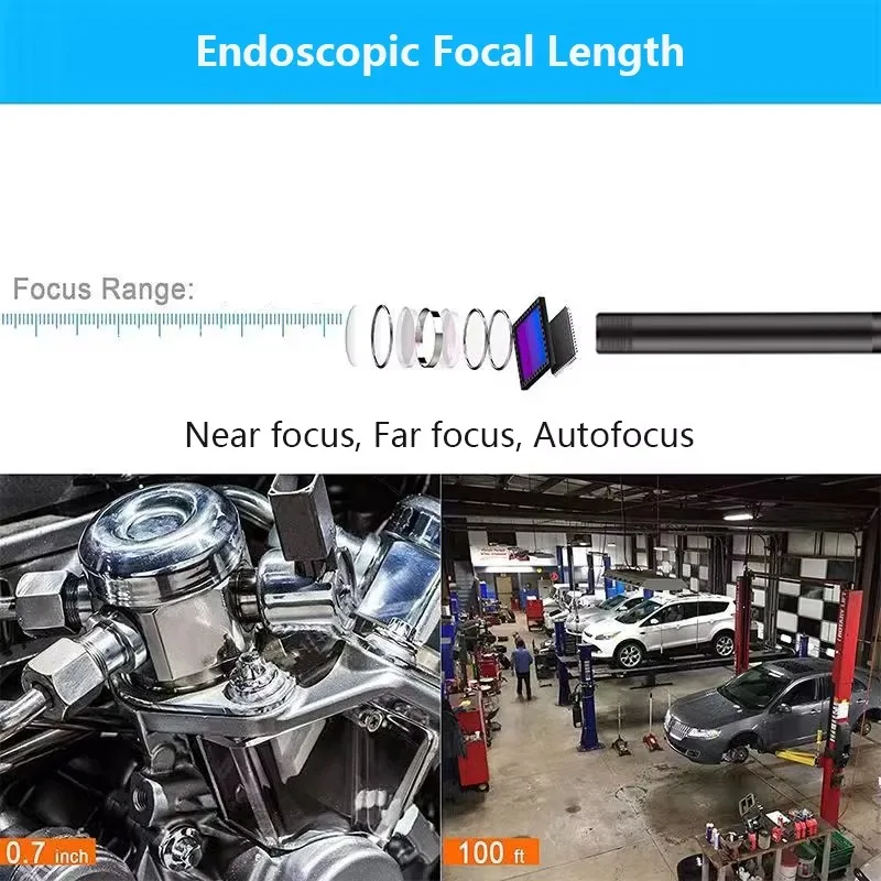 Professional HD Autofocus Camera 1cm~5m Endoscope Camera with 12mm Probe Hardwire cable and 8LEDs Light for Huawei PC Xiaomi
