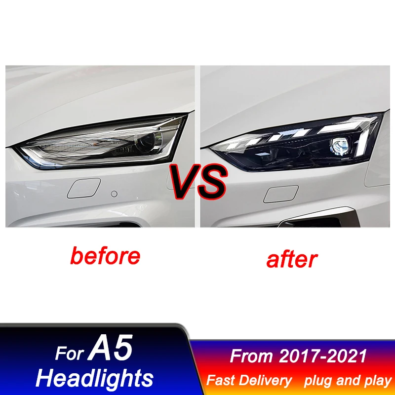 Car styling Headlights for Audi A5 2017-2021 new RS style full LED DRL Dynamic Signal Head Lamp Bi Xenon Beam Headlamp Accembly