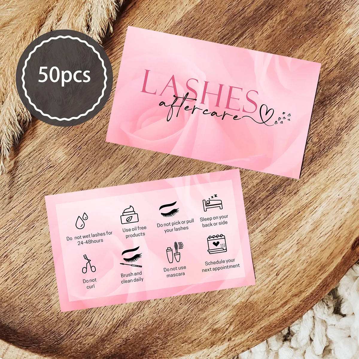 50pcs lash Aftercare Card ,lash Care Instructions 2x3.5 Inch | Professional lash Salon Business Cards with Aftercare Tips