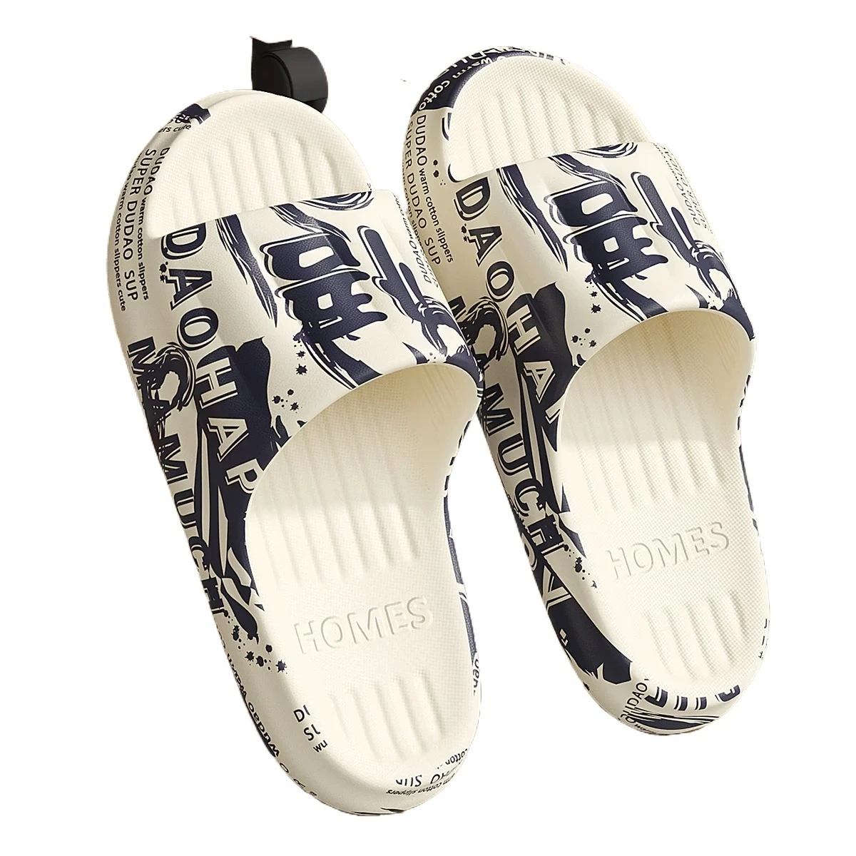 2025 Summer new Graffiti Bear Print Men Slippers Home Flip Flops Thick Couple Women Beach Shoes Sandals