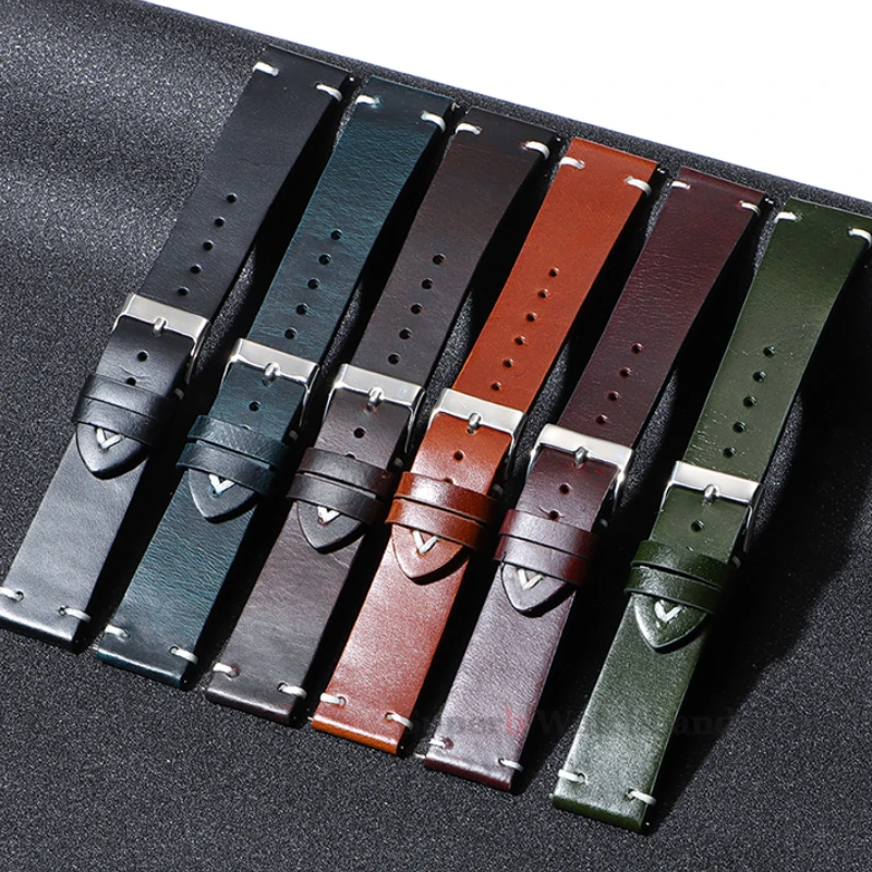 Ремешки для часов из воловьей кожи 18 мм, 20 мм, 22 мм для Samsung Galaxy Watch 6 5 4, сменный браслет, быстросъемный браслет