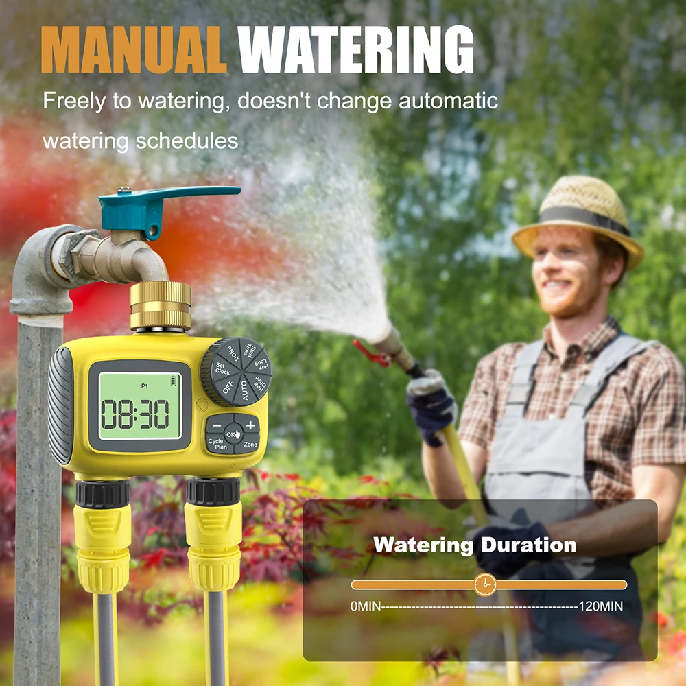 1/2/3/4 Outlets Digital Water Timer LCD Display Flower Garden Watering Device Waterproof Irrigation Controller Timed Water Valve