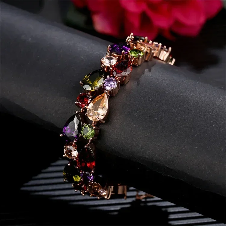 High Quality Rose Gold Color Mona Lisa Zircon Bracelet for Women Crystal from Swarovsks Multicolor CZ Stones Special Store