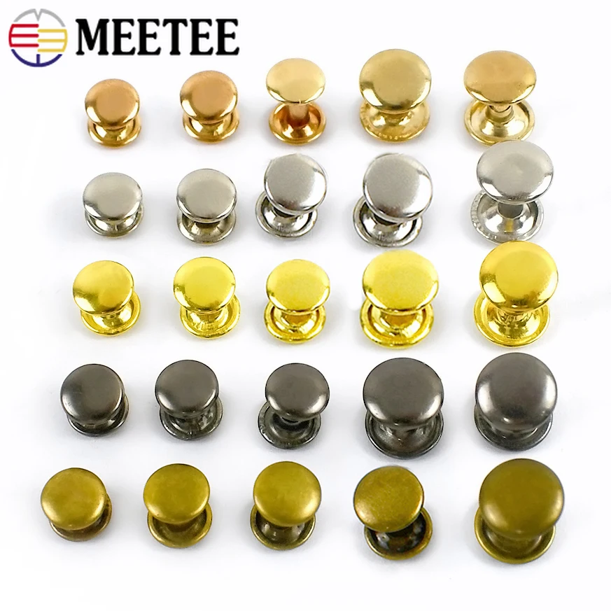 100sets Metal Double Cap Rivet Studs Button Round Rivets Nail for Leather Craft Bag Belt Shoes Garments Hat Pet Collar Buckle