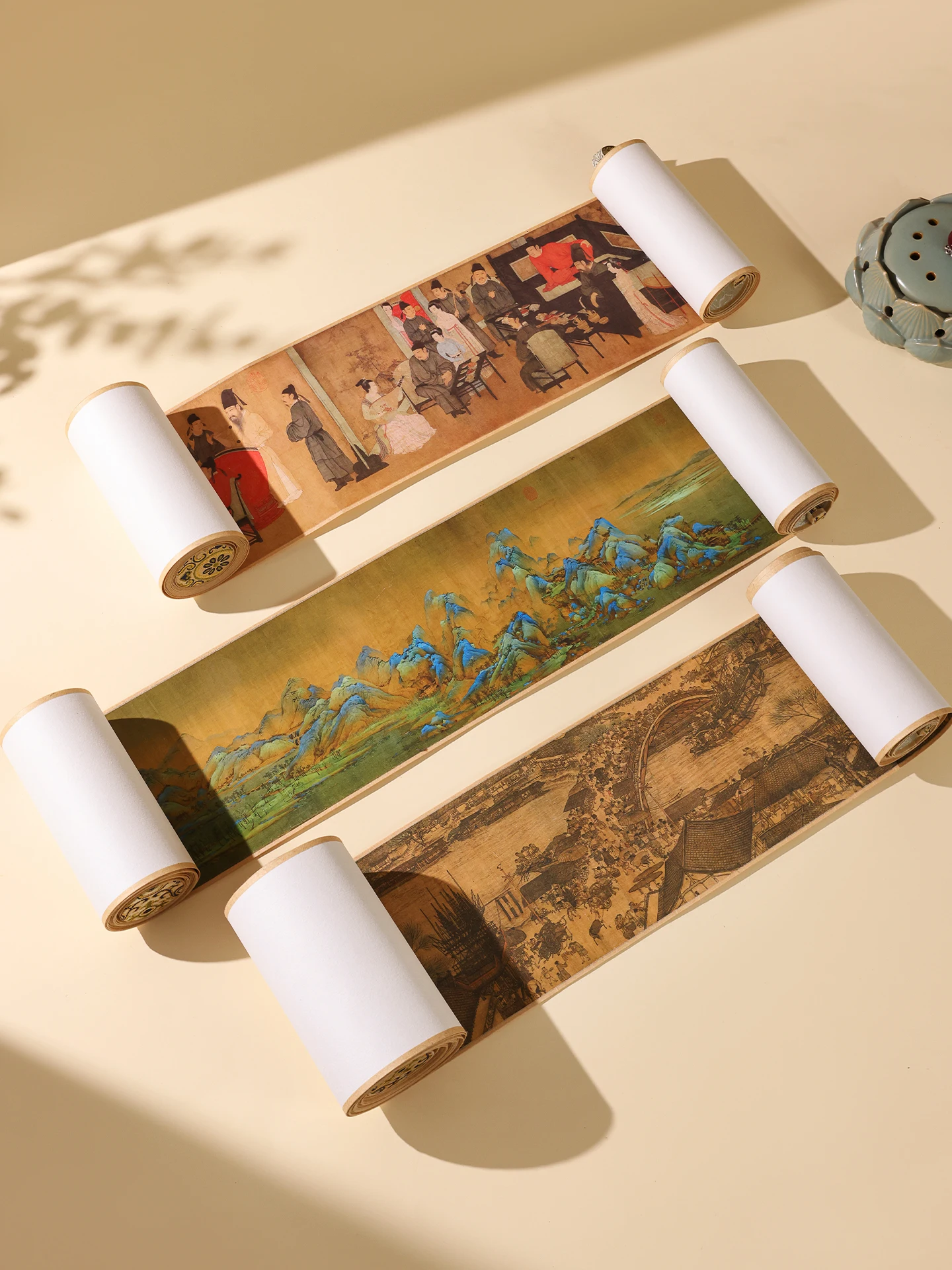 New Arrival Scroll Painting Mountain Water Landscape Qingming on River Famous Picture Birthday Gift Traditional Chinese Style