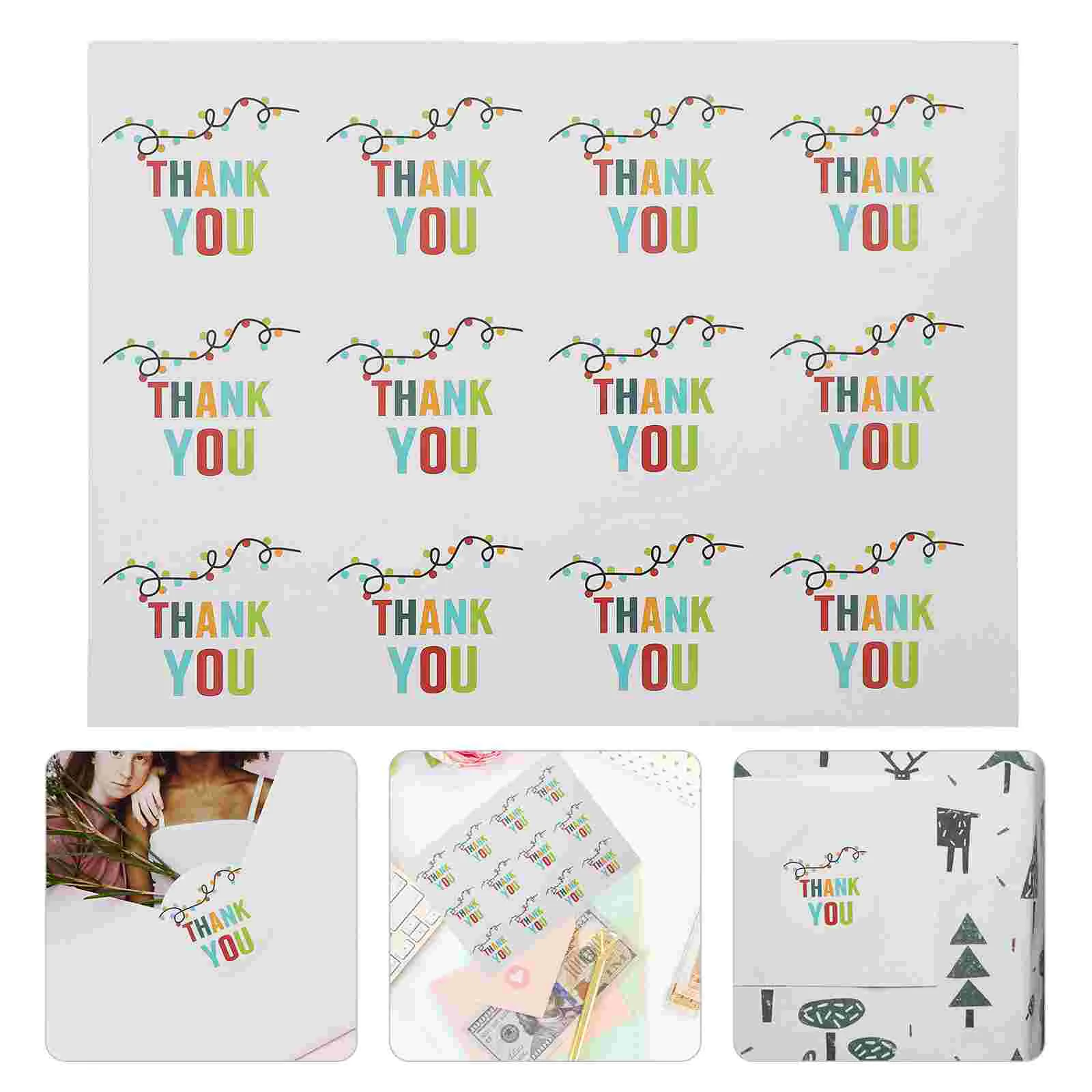 

50 Sheets Thank You Sticker Gift Sealing Food Bag Wrapping Label Stickers Tag Decals Dried Flowers