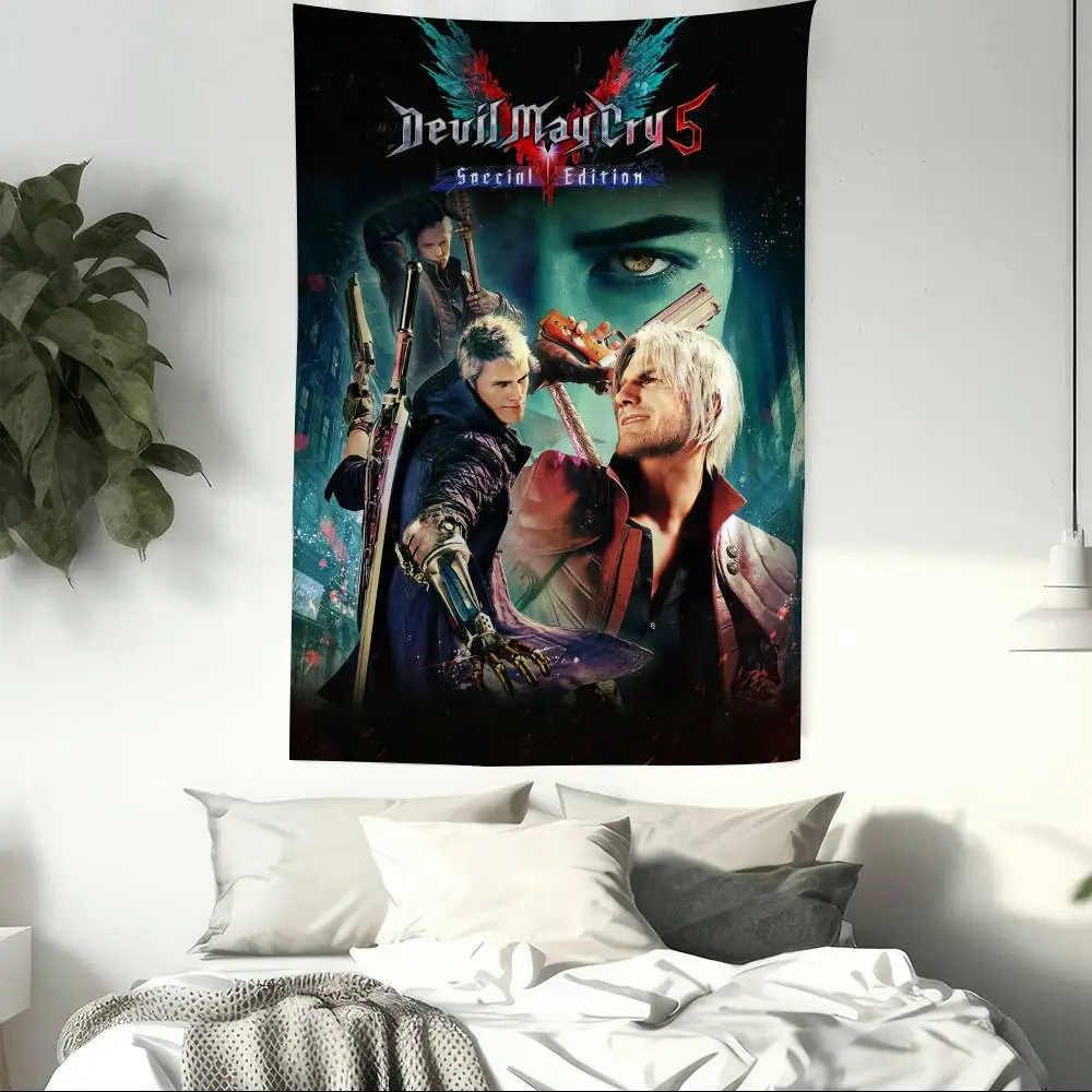 Action single-player games D-Devils May Cry Tapestry Art Printing Japanese Wall Tapestry Anime Wall Hanging Home Decor