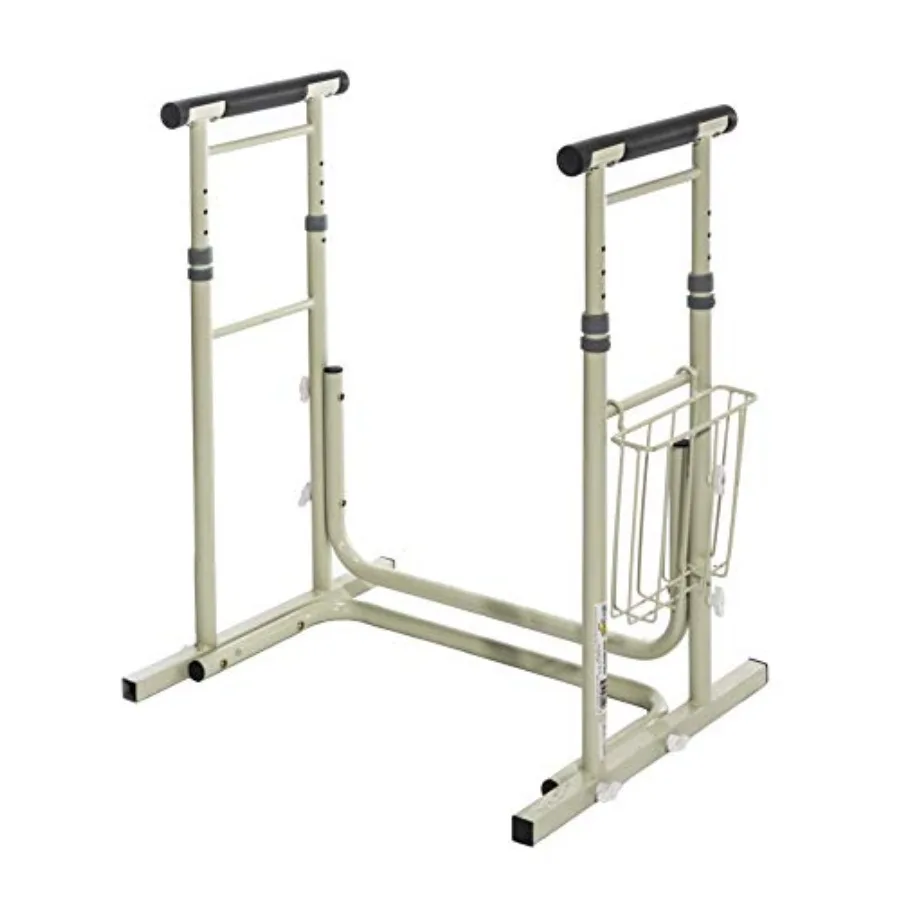 

Essential Medical Supply's Height Adjustable Standing Toilet Safety Rail - Sturdy Frame with Foam Handles for Elderly and Senio