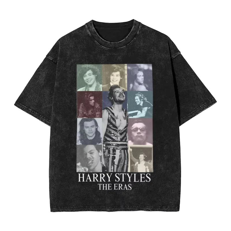 Harrys Styles Eras Tour Washed T Shirts Streetwear Hip Hop Novelty T-Shirts Tees Men Women Cotton Oversize Printed