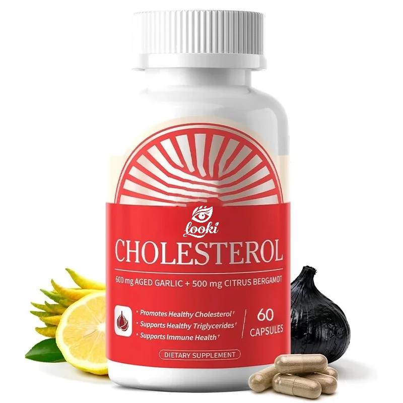 Cholesterol Health Supplement, Garlic Extract and Citrus Bergamot, Circulation and Heart Health Support, 60 Capsules